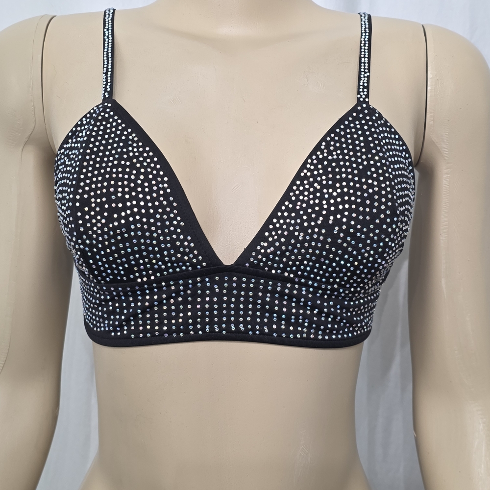 Black Rainbow Rhinestone Bralette
